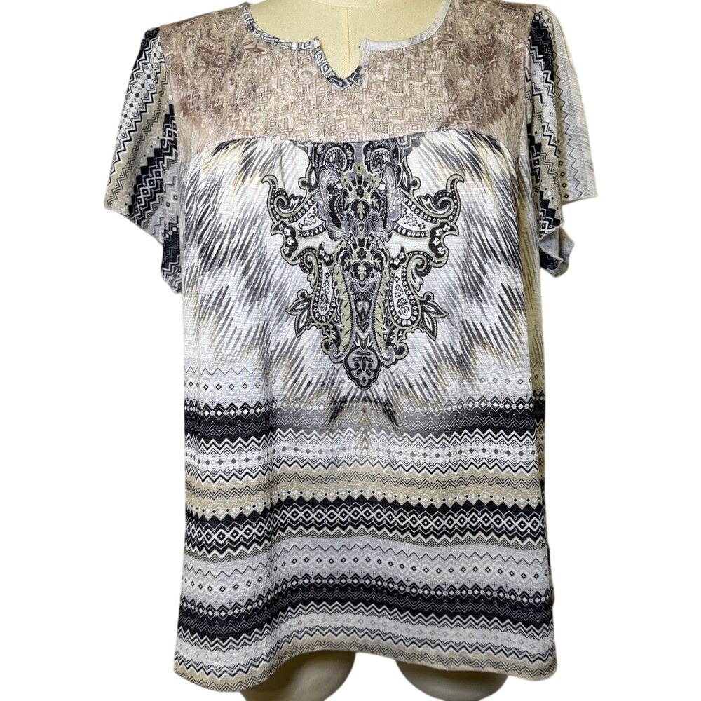 Energe World Wear Women's 2X Multicolor Boho Top Shirt‎ Blouse